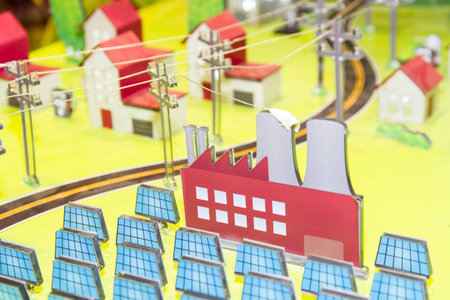 closeup view of miniature city made of paperの写真素材