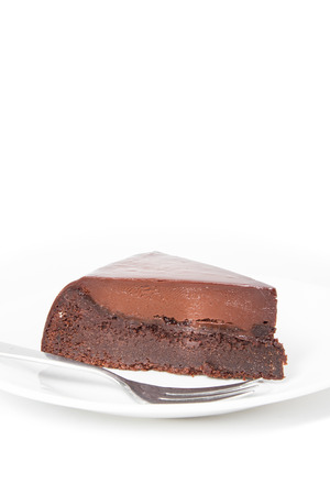 chocolate cake isolated on white backgroundの写真素材