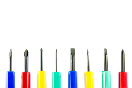 color screwdriver set isolated on white backgroundの写真素材