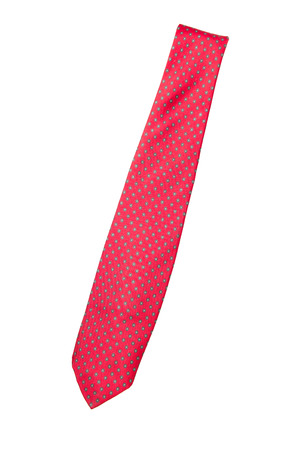 red with green dots business neck tie isolated on white backgroundの写真素材