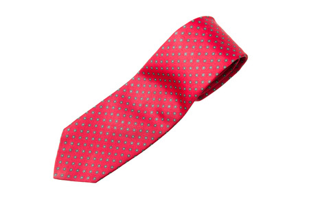 red with green dots business neck tie isolated on white backgroundの写真素材