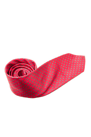 red with green dots business neck tie isolated on white backgroundの写真素材