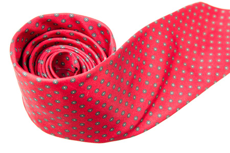 red with green dots business neck tie isolated on white backgroundの写真素材
