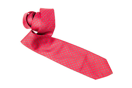 red with green dots business neck tie isolated on white backgroundの写真素材