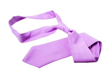 plain purple business neck tie isolated on white backgroundの写真素材