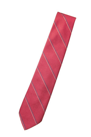 red with strips business neck tie isolated on white backgroundの写真素材