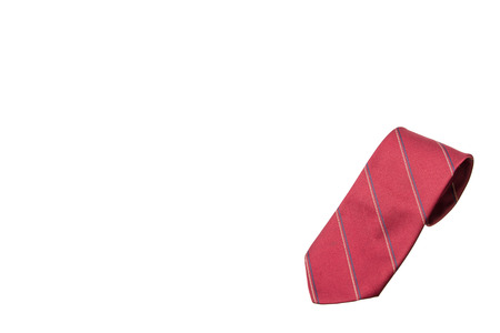 red with strips business neck tie isolated on white backgroundの写真素材
