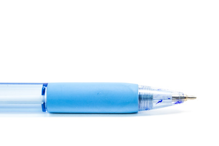 closeup view of ball point pen isolated on white backgroundの写真素材