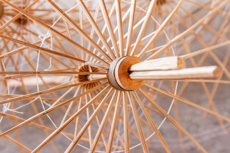 closeup view of bamboo umbrella frameの写真素材