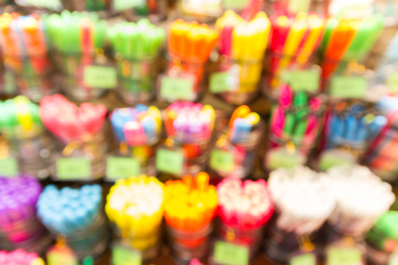blur office supply shelf department store with bokeh for backgroundの写真素材