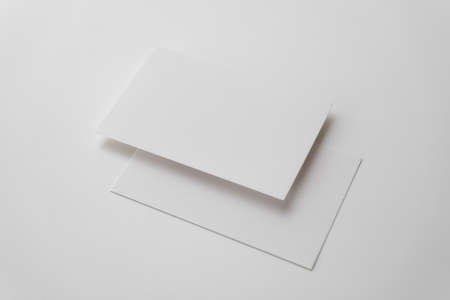 Blank white business card for template mockup on white background.の写真素材