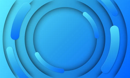Realistic abstract blue gradient circle paper cut background with radial decoration layers and shadow. EPS10 vector illustration.のイラスト素材