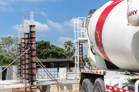 BURIRUM, THAILAND - NOVEMBER 6, 2015: Concrete mix pillar construction in site nangrong BURIRUM THAILAND.のeditorial素材