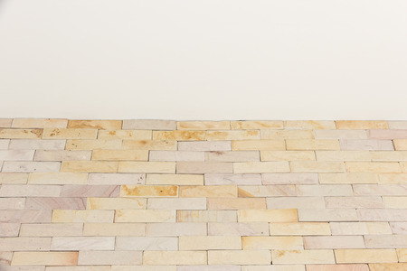 The walls are decorated with sandstone materialの写真素材