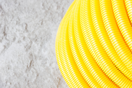 Flexible hose yellow protective wire constructionの写真素材