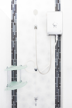 Modern design home Water heater and showwer sanitary ware in the bathroomの写真素材