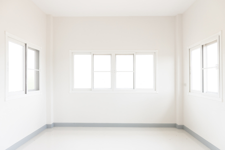 construction Home Empty room interior window aluminum on wallの写真素材