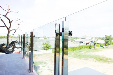 Home modern style aluminum rail and tempered glassの写真素材