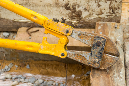 closeup image , scissors for wire in construction siteの写真素材