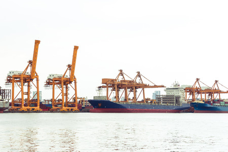 Industrial business loading containers shipping in the harbor