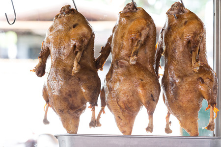 Food thailand,Boiled duck in the glass cabinetの写真素材