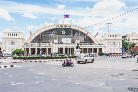 BANGKOK, THAILAND - SEPTEMBER 3, 2017:Background image exterior Hualamphong Station BANGKOK THAILAND.のeditorial素材