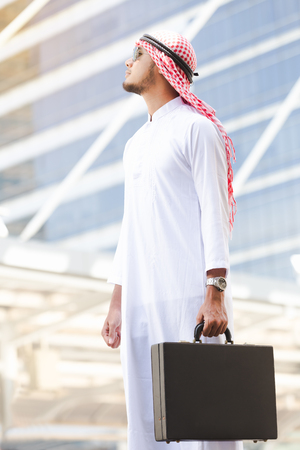 Arab business man working in the cityの写真素材