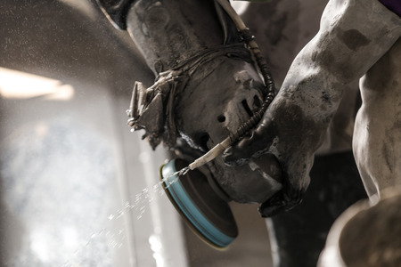 industrial construction building men work Whetsstone staircase on floor concrete