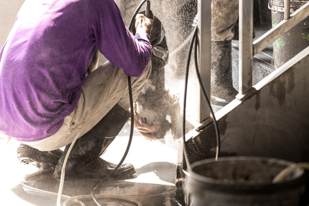 industrial construction building men work Whetsstone staircase on floor concrete