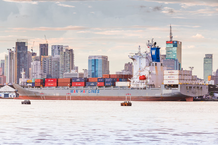 BANGKOK, THAILAND - SEPTEMBER 2, 2017: Industrial business loading containers shipping in the harbor...