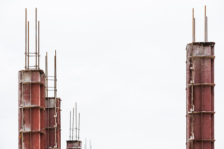 Industry home builder metal frame concrete pole,Building construction conceptの写真素材