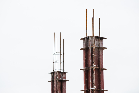 Industry home builder metal frame concrete pole, building construction concept