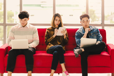 Asian Diversity People Connection Students Learning Social Media Educationの写真素材