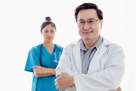 Portrait Asian Doctor people team standing in room hospitalの写真素材