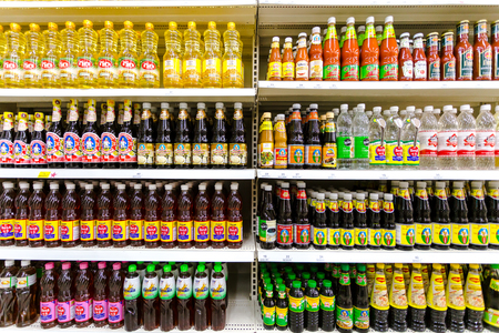 NAKHONRATCHASIMA, THAILAND - DECEMBER 21, 2018:Tesco Lotus Express interior shot supermarket aisle with emptyのeditorial素材