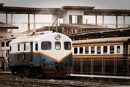 Head train that is running on the track Thailandのeditorial素材