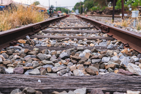 outdoor background landscape railway to train stationの写真素材