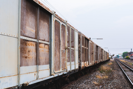 Old train wrecks that were left waiting for repairsの写真素材