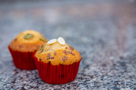 Almond banana cake in the kitchen.の写真素材