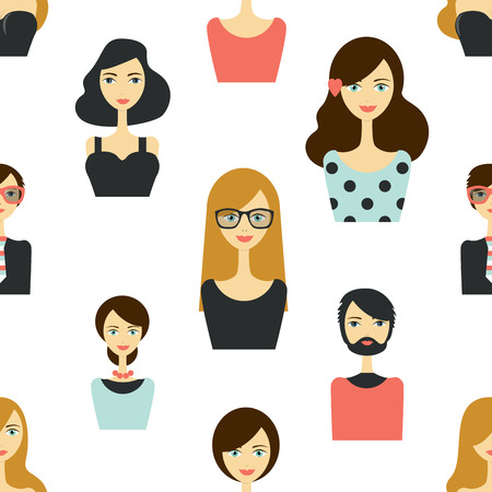 Avatar people head. Various modern cartoon faces.のイラスト素材