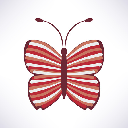 Happy retro butterfly on stripes background. Vectorのイラスト素材