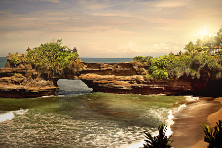 TANAH LOT, INDONESIA - 17 of February 2013: Tanah Lot is a rock formation off the Indonesian island of Bali.の写真素材