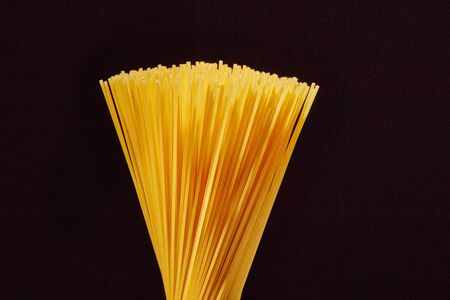 spaghetti  isolated on black backgroundの写真素材