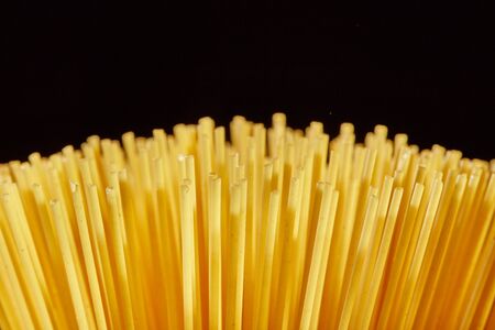 spaghetti  isolated on black backgroundの写真素材