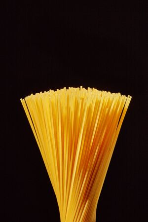spaghetti  isolated on black backgroundの写真素材