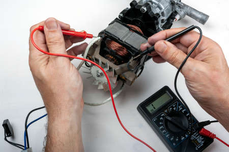 Close up of measuring electricity in the engineの写真素材