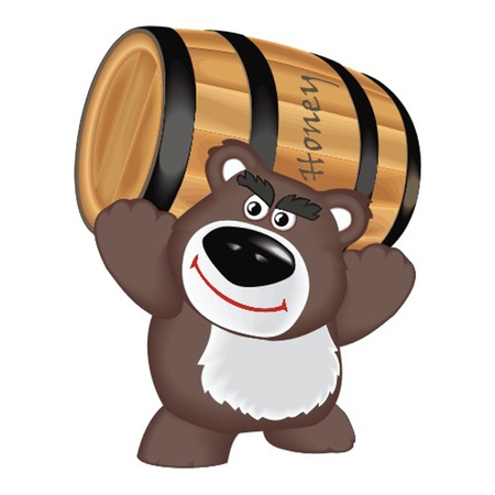 bear with barrel honeyのイラスト素材