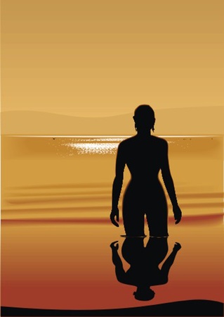 girl on sunriseのイラスト素材