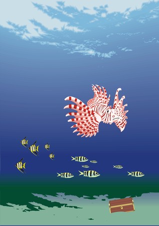 underwater with fishsのイラスト素材