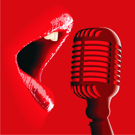 mouth and microphoneのイラスト素材